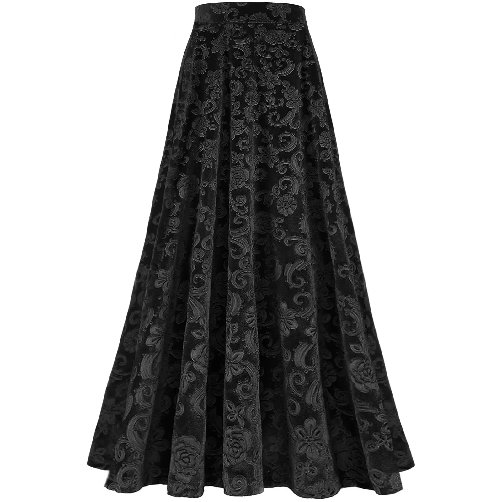 Women Elegant Skirts Retro Vintage Flower Print Elastic Waistband High Waist Skirt for Wedding Party Ball Banquet Mid Skirt