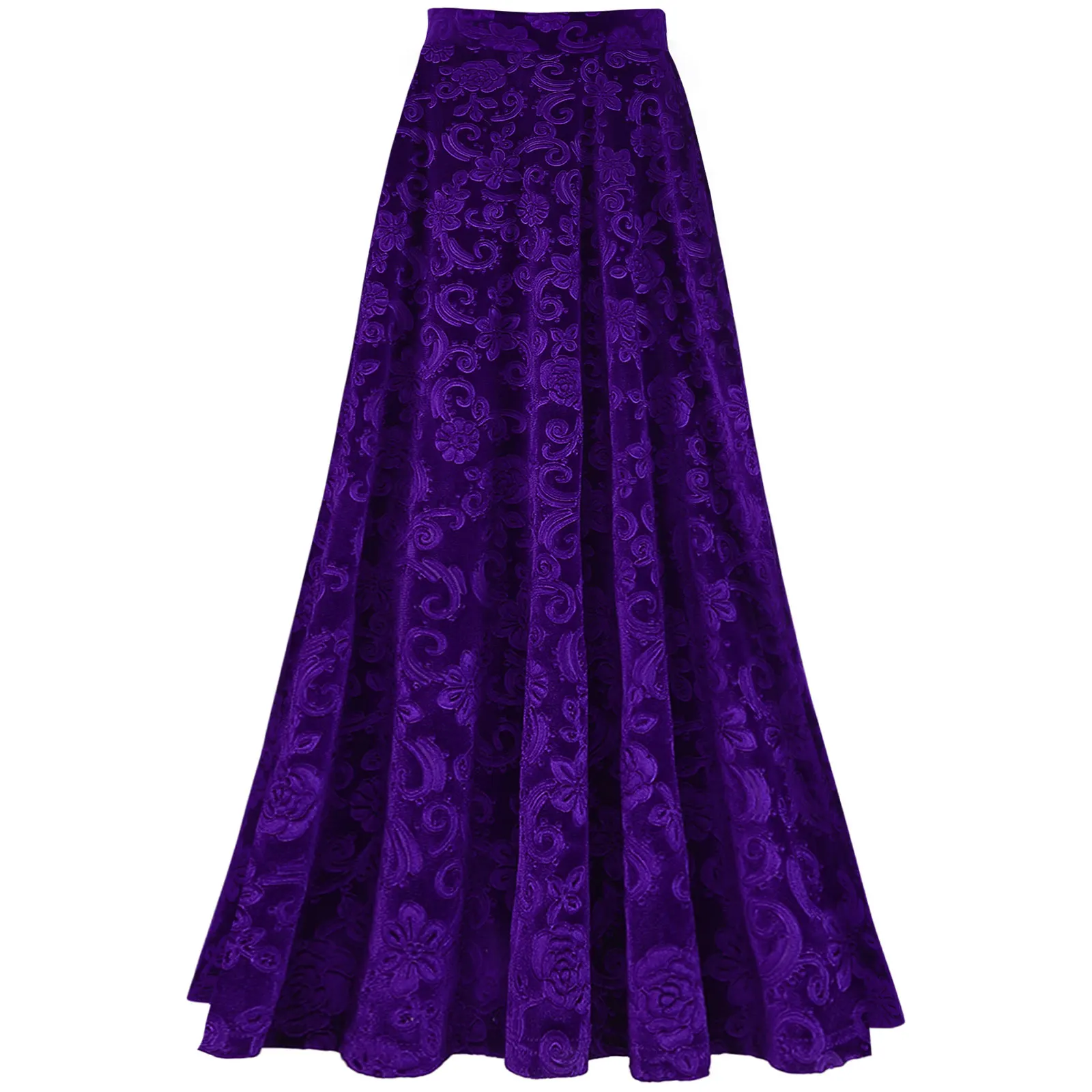 Women Elegant Skirts Retro Vintage Flower Print Elastic Waistband High Waist Skirt for Wedding Party Ball Banquet Mid Skirt