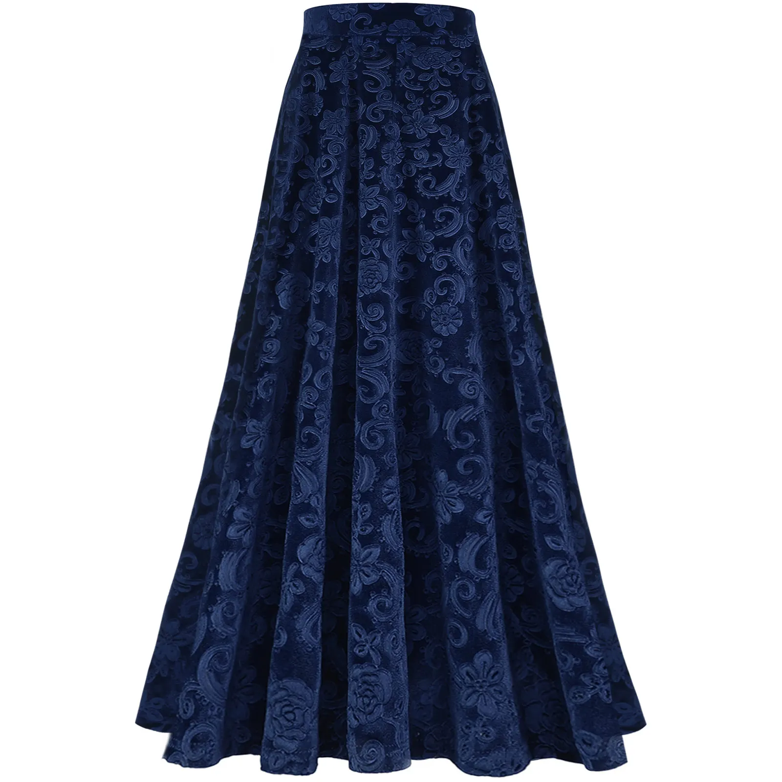 Women Elegant Skirts Retro Vintage Flower Print Elastic Waistband High Waist Skirt for Wedding Party Ball Banquet Mid Skirt