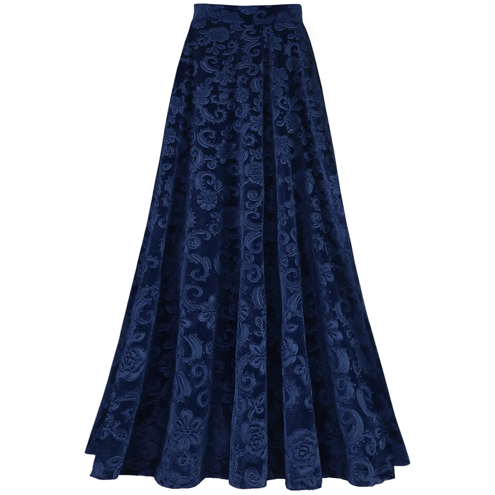 Women Elegant Skirts Retro Vintage Flower Print Elastic Waistband High Waist Skirt for Wedding Party Ball Banquet Mid Skirt