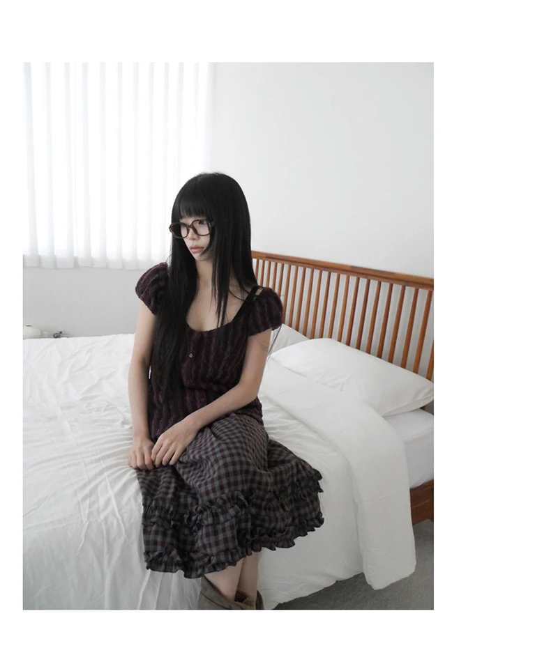 MEXZT Vintage Plaid Midi Skirt Women Japanese Harajuku Ruffles Patchwork Skirts Summer Y2K Streetwear Casual A Line Faldas New