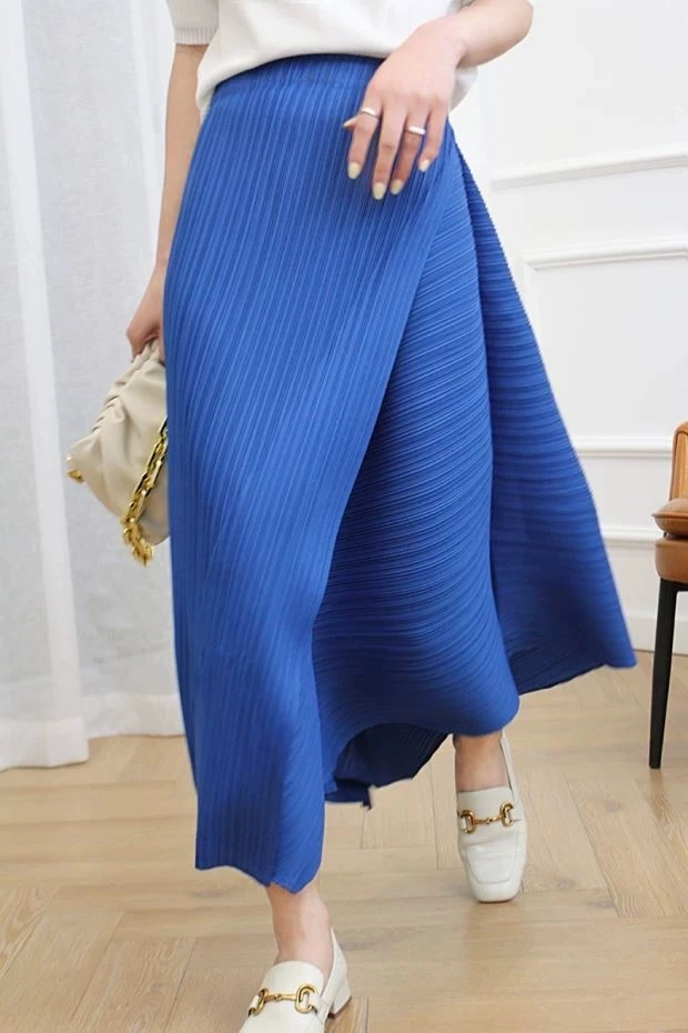 Miyake Pleated Loose Irregular Skirt Wome2025 Summer Autumn New High Waist Korean Fashion Women Aesthetic Designer Clothes