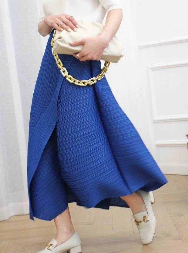 Miyake Pleated Loose Irregular Skirt Wome2025 Summer Autumn New High Waist Korean Fashion Women Aesthetic Designer Clothes