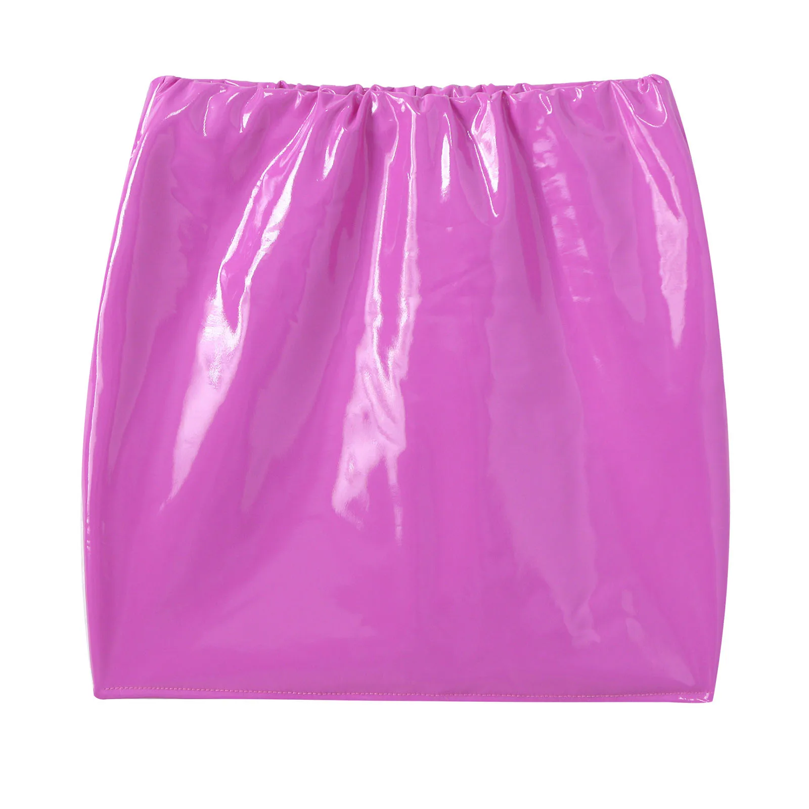 Womens Glossy Patent Leather Miniskirt Elastic Waistband Wet Look Bodycon Pencil Skirt Music Festival Outfit Rave Party Clubwear