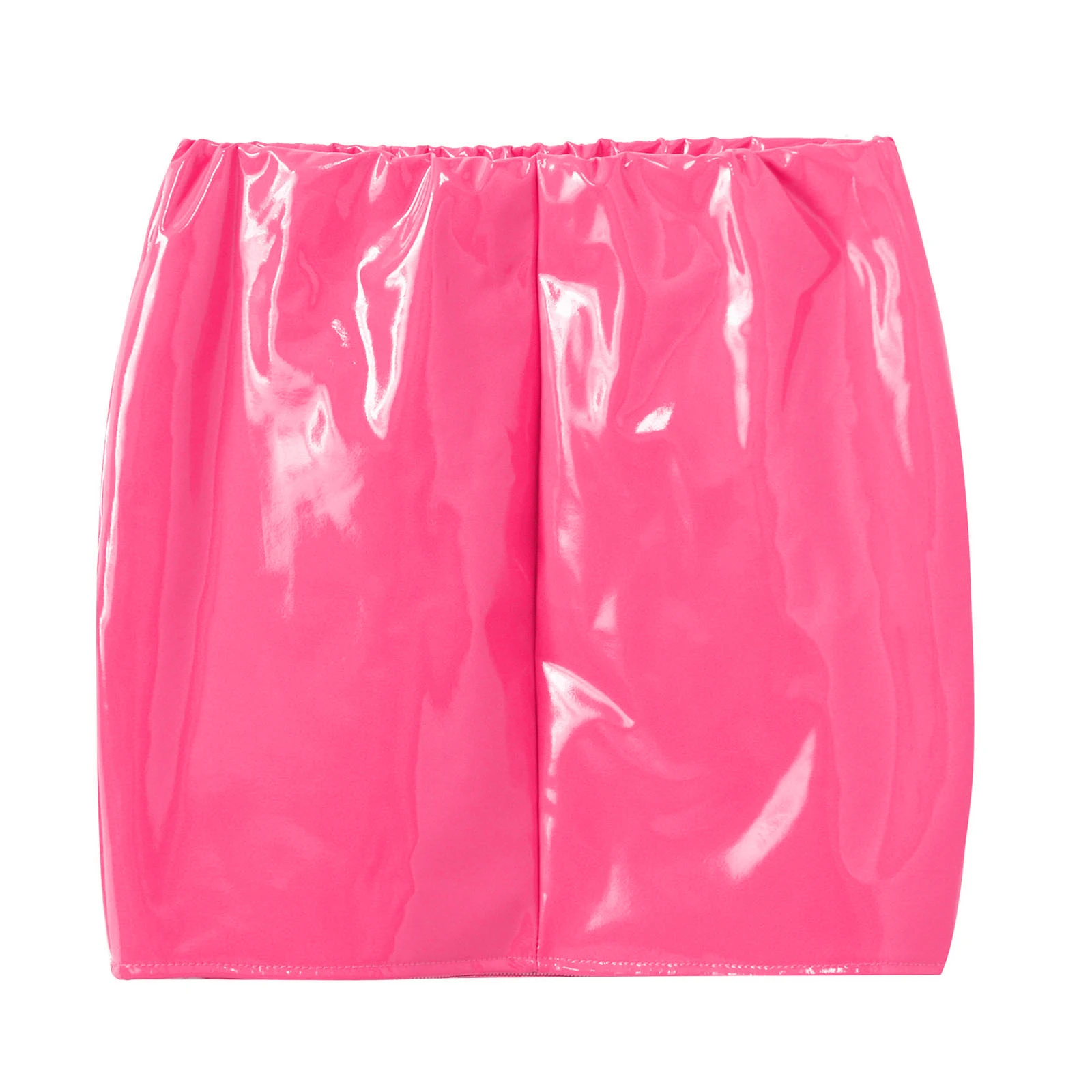Womens Glossy Patent Leather Miniskirt Elastic Waistband Wet Look Bodycon Pencil Skirt Music Festival Outfit Rave Party Clubwear
