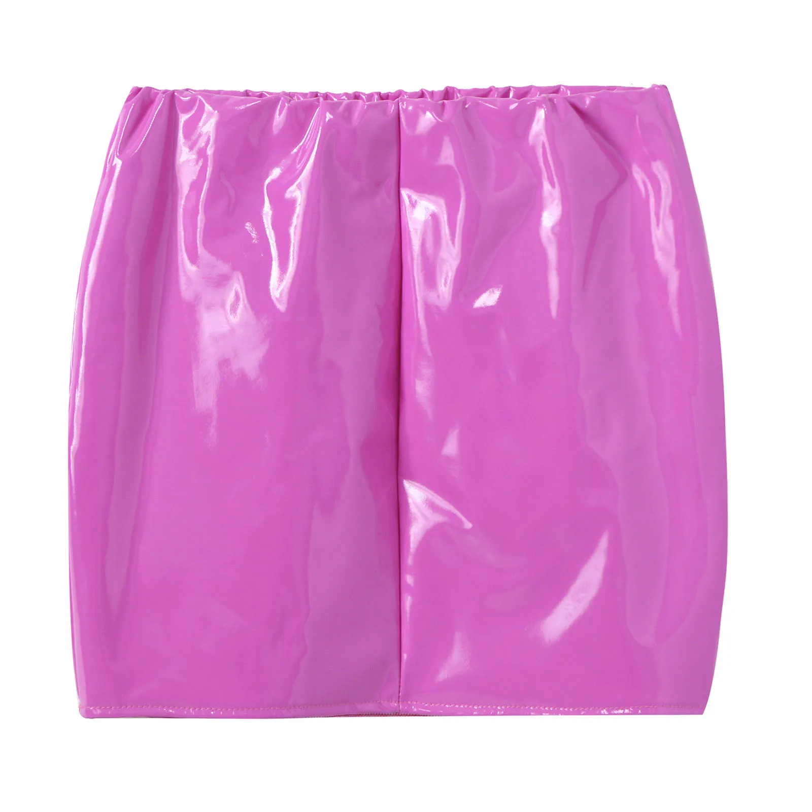 Womens Glossy Patent Leather Miniskirt Elastic Waistband Wet Look Bodycon Pencil Skirt Music Festival Outfit Rave Party Clubwear