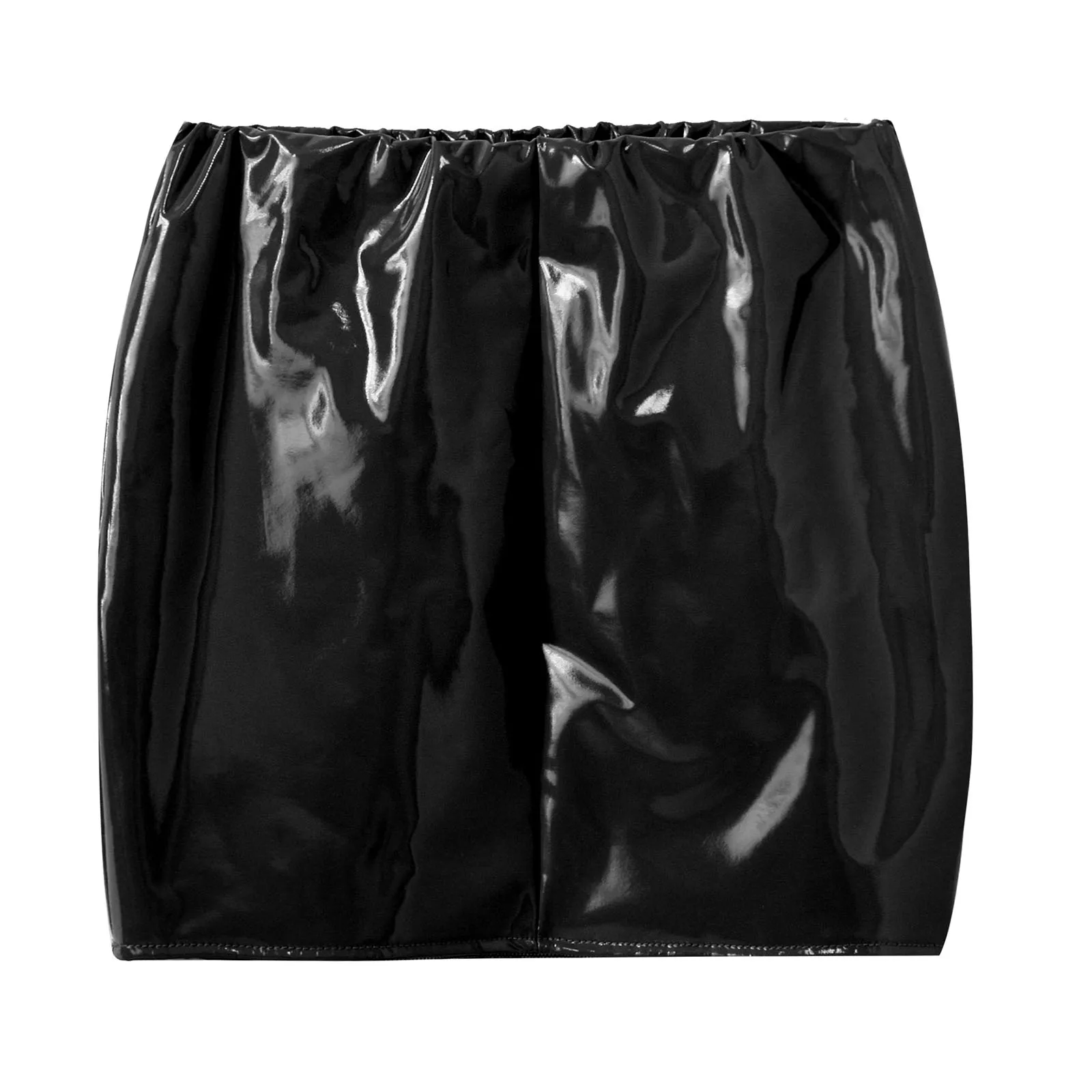 Womens Glossy Patent Leather Miniskirt Elastic Waistband Wet Look Bodycon Pencil Skirt Music Festival Outfit Rave Party Clubwear