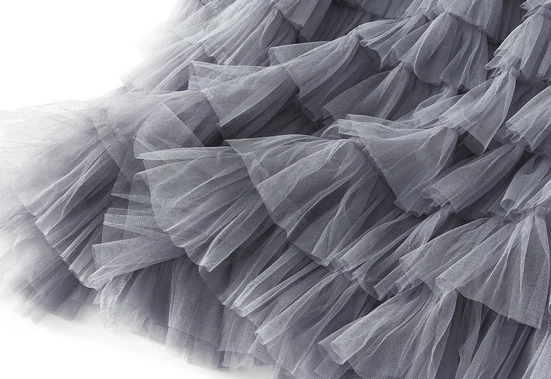 New Arrival 2025 Tulle Cake Long Skirt Women Spring Summer Ruffle Pleated A-Line Chic Skirt Ladies Sweet Black White Tutu Skirts