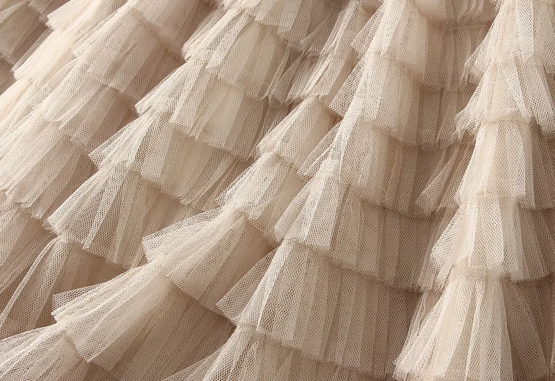New Arrival 2025 Tulle Cake Long Skirt Women Spring Summer Ruffle Pleated A-Line Chic Skirt Ladies Sweet Black White Tutu Skirts