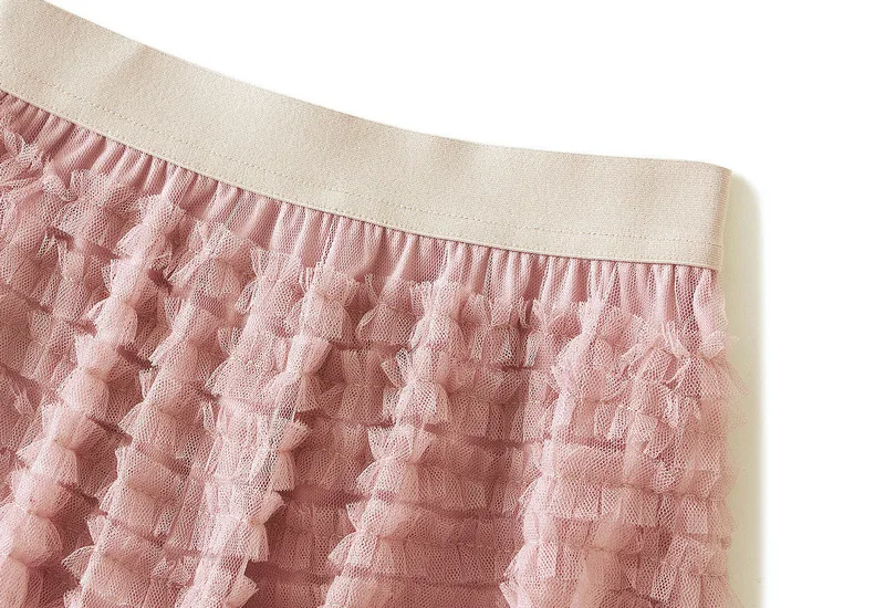 New Arrival 2025 Tulle Cake Long Skirt Women Spring Summer Ruffle Pleated A-Line Chic Skirt Ladies Sweet Black White Tutu Skirts