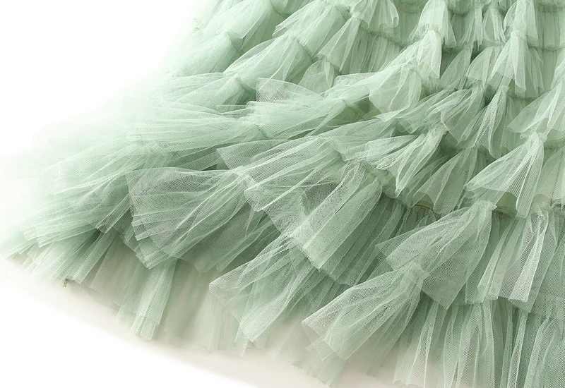 New Arrival 2025 Tulle Cake Long Skirt Women Spring Summer Ruffle Pleated A-Line Chic Skirt Ladies Sweet Black White Tutu Skirts