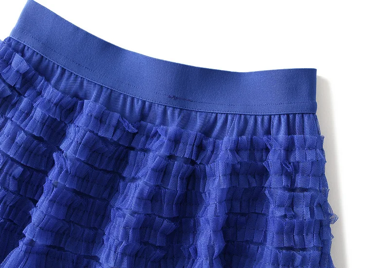 New Arrival 2025 Tulle Cake Long Skirt Women Spring Summer Ruffle Pleated A-Line Chic Skirt Ladies Sweet Black White Tutu Skirts