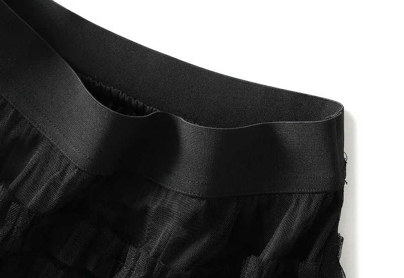 New Arrival 2025 Tulle Cake Long Skirt Women Spring Summer Ruffle Pleated A-Line Chic Skirt Ladies Sweet Black White Tutu Skirts