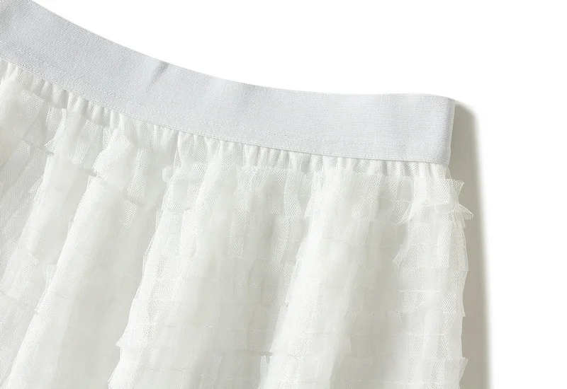New Arrival 2025 Tulle Cake Long Skirt Women Spring Summer Ruffle Pleated A-Line Chic Skirt Ladies Sweet Black White Tutu Skirts