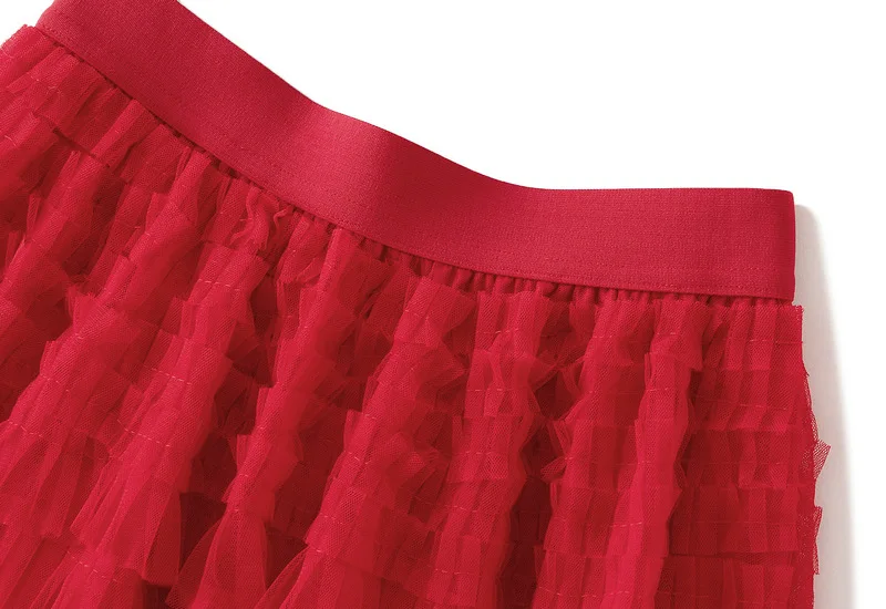 New Arrival 2025 Tulle Cake Long Skirt Women Spring Summer Ruffle Pleated A-Line Chic Skirt Ladies Sweet Black White Tutu Skirts