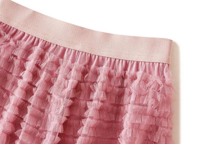 New Arrival 2025 Tulle Cake Long Skirt Women Spring Summer Ruffle Pleated A-Line Chic Skirt Ladies Sweet Black White Tutu Skirts