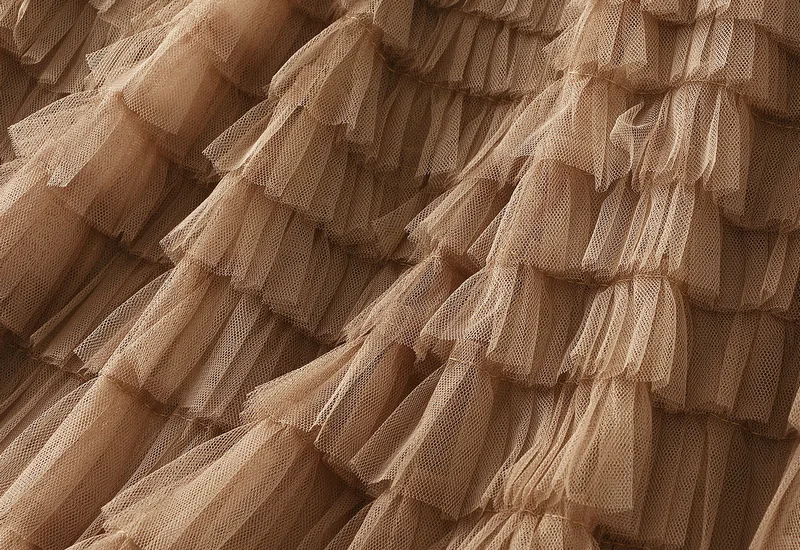 New Arrival 2025 Tulle Cake Long Skirt Women Spring Summer Ruffle Pleated A-Line Chic Skirt Ladies Sweet Black White Tutu Skirts