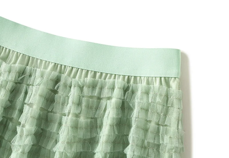 New Arrival 2025 Tulle Cake Long Skirt Women Spring Summer Ruffle Pleated A-Line Chic Skirt Ladies Sweet Black White Tutu Skirts