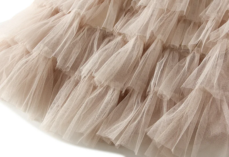 New Arrival 2025 Tulle Cake Long Skirt Women Spring Summer Ruffle Pleated A-Line Chic Skirt Ladies Sweet Black White Tutu Skirts