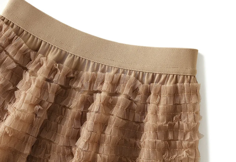 New Arrival 2025 Tulle Cake Long Skirt Women Spring Summer Ruffle Pleated A-Line Chic Skirt Ladies Sweet Black White Tutu Skirts