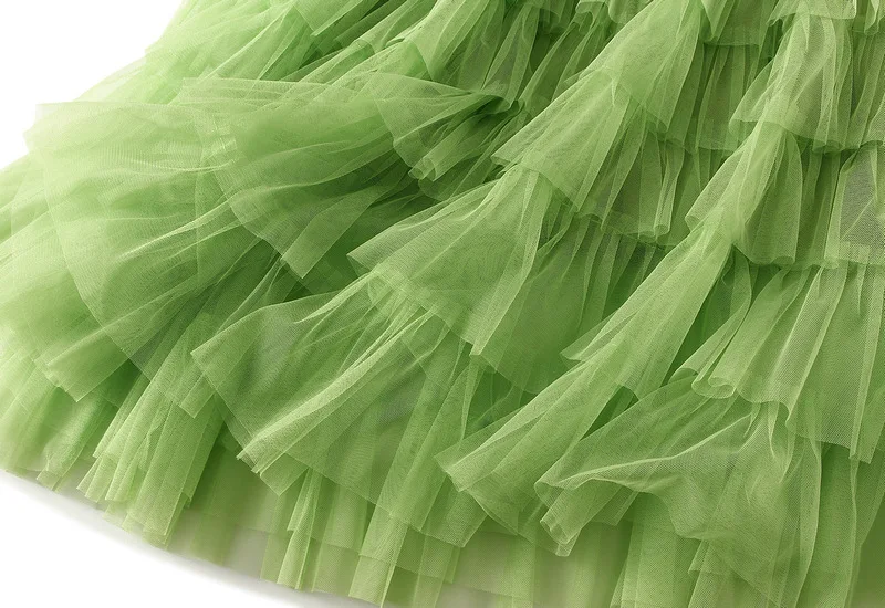 New Arrival 2025 Tulle Cake Long Skirt Women Spring Summer Ruffle Pleated A-Line Chic Skirt Ladies Sweet Black White Tutu Skirts