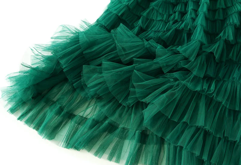 New Arrival 2025 Tulle Cake Long Skirt Women Spring Summer Ruffle Pleated A-Line Chic Skirt Ladies Sweet Black White Tutu Skirts
