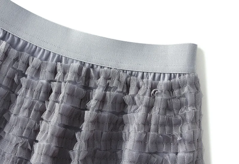 New Arrival 2025 Tulle Cake Long Skirt Women Spring Summer Ruffle Pleated A-Line Chic Skirt Ladies Sweet Black White Tutu Skirts