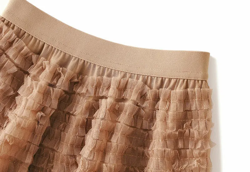 New Arrival 2025 Tulle Cake Long Skirt Women Spring Summer Ruffle Pleated A-Line Chic Skirt Ladies Sweet Black White Tutu Skirts