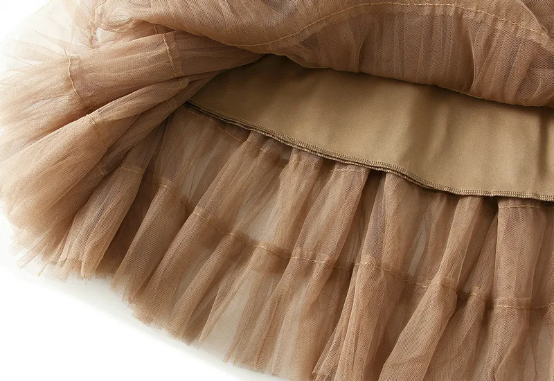 New Arrival 2025 Tulle Cake Long Skirt Women Spring Summer Ruffle Pleated A-Line Chic Skirt Ladies Sweet Black White Tutu Skirts