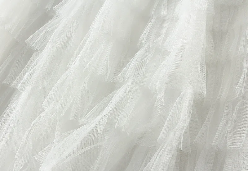 New Arrival 2025 Tulle Cake Long Skirt Women Spring Summer Ruffle Pleated A-Line Chic Skirt Ladies Sweet Black White Tutu Skirts