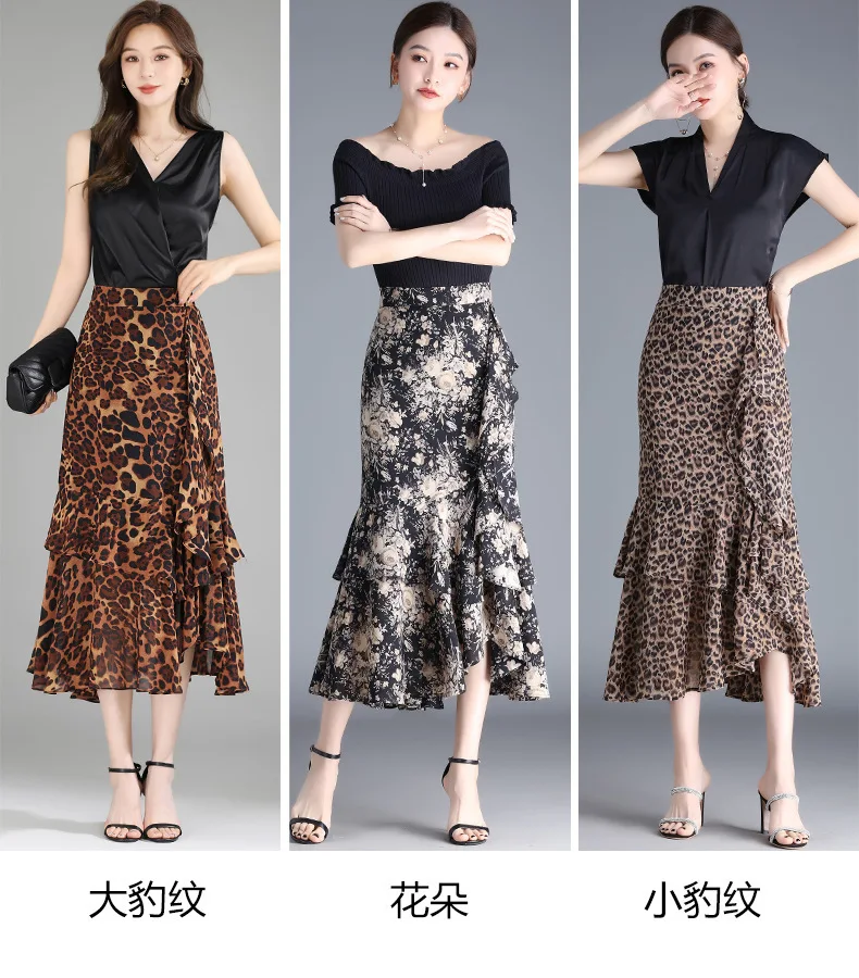 ZUZK Fashion Irregular Fishtail Chiffon Skirts Elegant High Waist Summer Luxury Party Skirt Female Ruffles Long Skirts