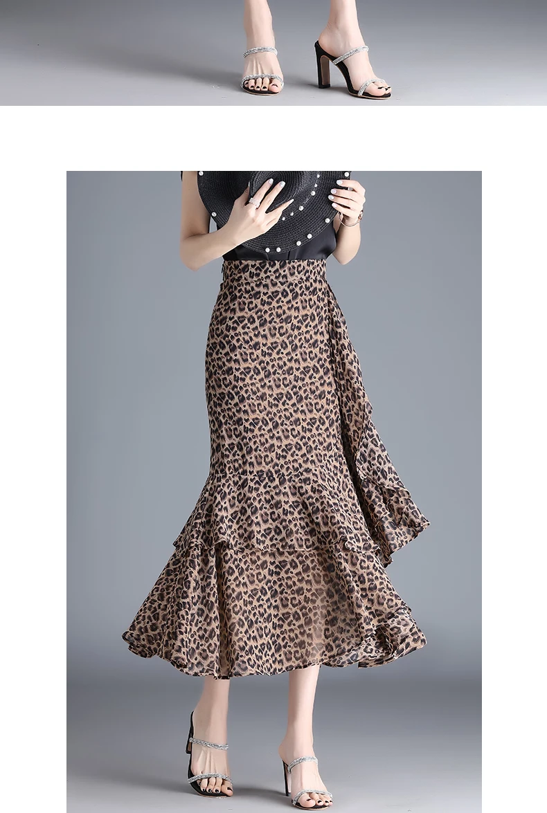 ZUZK Fashion Irregular Fishtail Chiffon Skirts Elegant High Waist Summer Luxury Party Skirt Female Ruffles Long Skirts