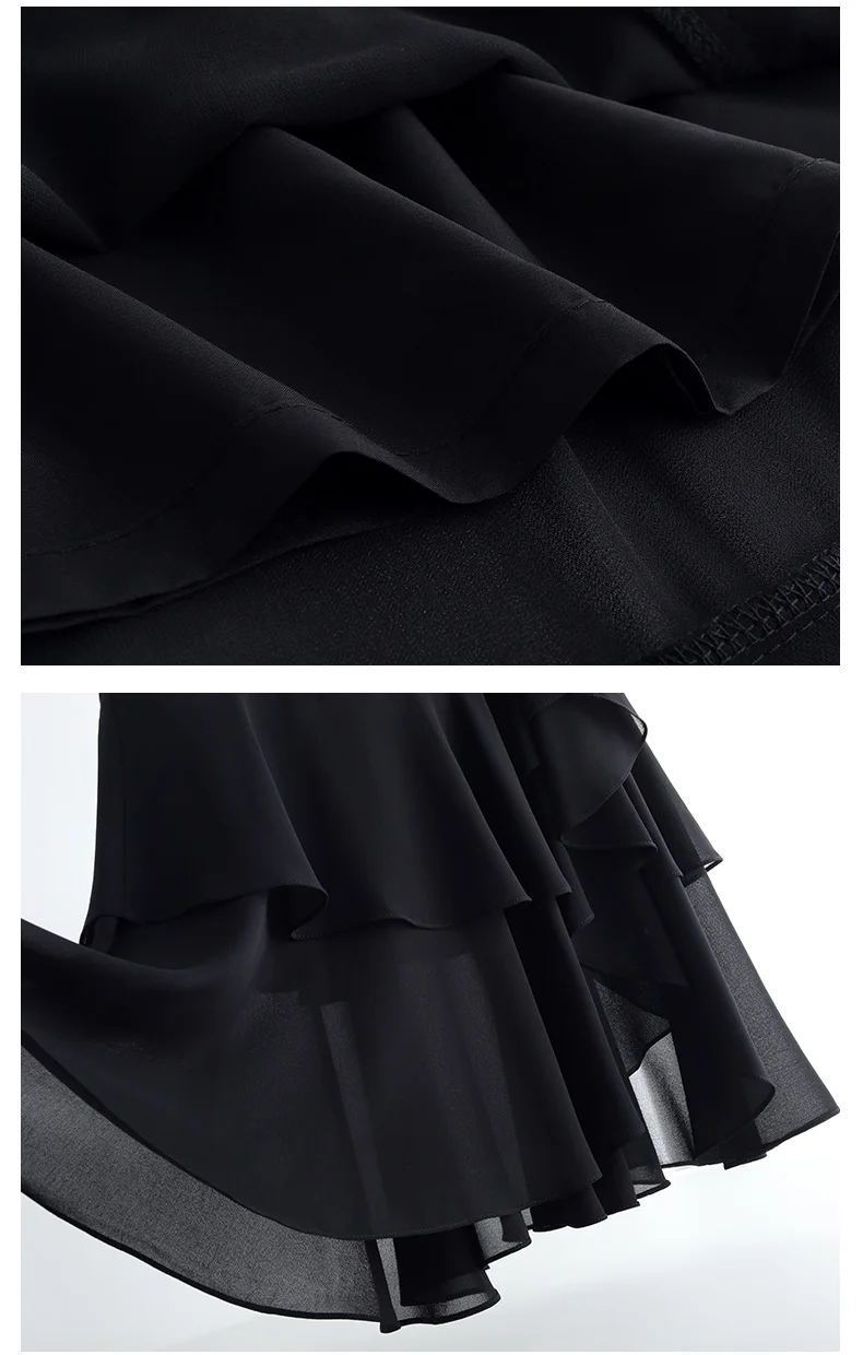 ZUZK Fashion Irregular Fishtail Chiffon Skirts Elegant High Waist Summer Luxury Party Skirt Female Ruffles Long Skirts