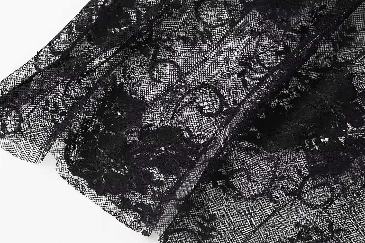 Black Lace Mesh Skirt Women's High Waist Midi Skirt Tulle Long Skirt Women's Translucent Party Women's Sexy Skirt 2024