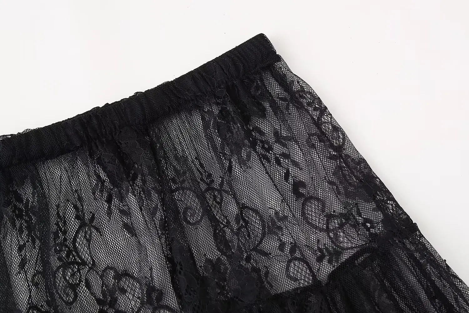 Black Lace Mesh Skirt Women's High Waist Midi Skirt Tulle Long Skirt Women's Translucent Party Women's Sexy Skirt 2024