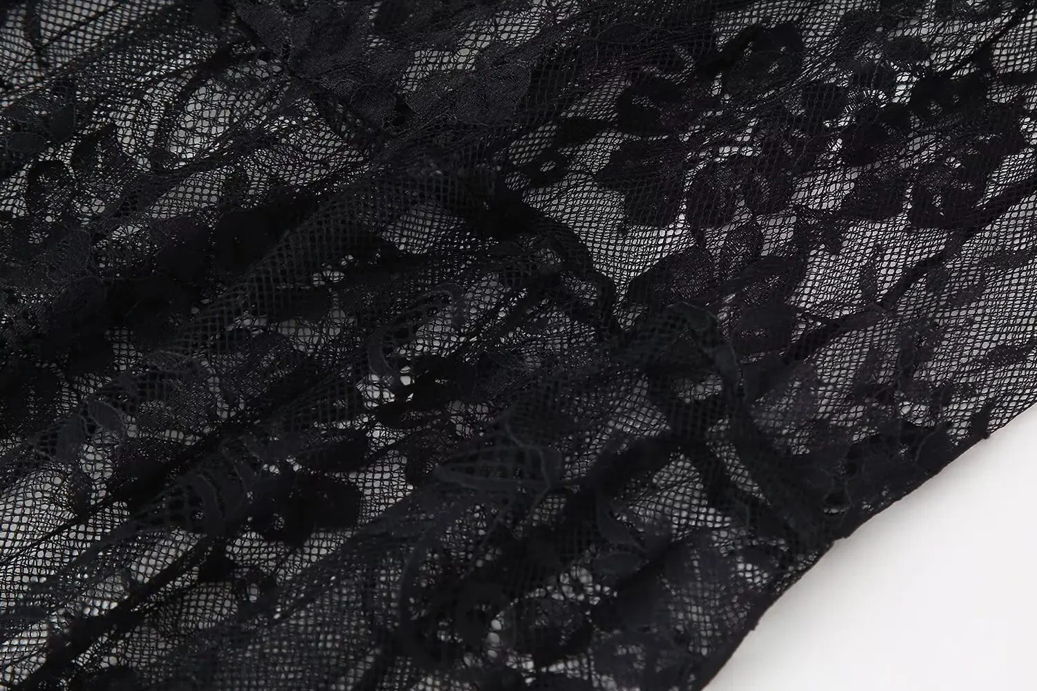 Black Lace Mesh Skirt Women's High Waist Midi Skirt Tulle Long Skirt Women's Translucent Party Women's Sexy Skirt 2024