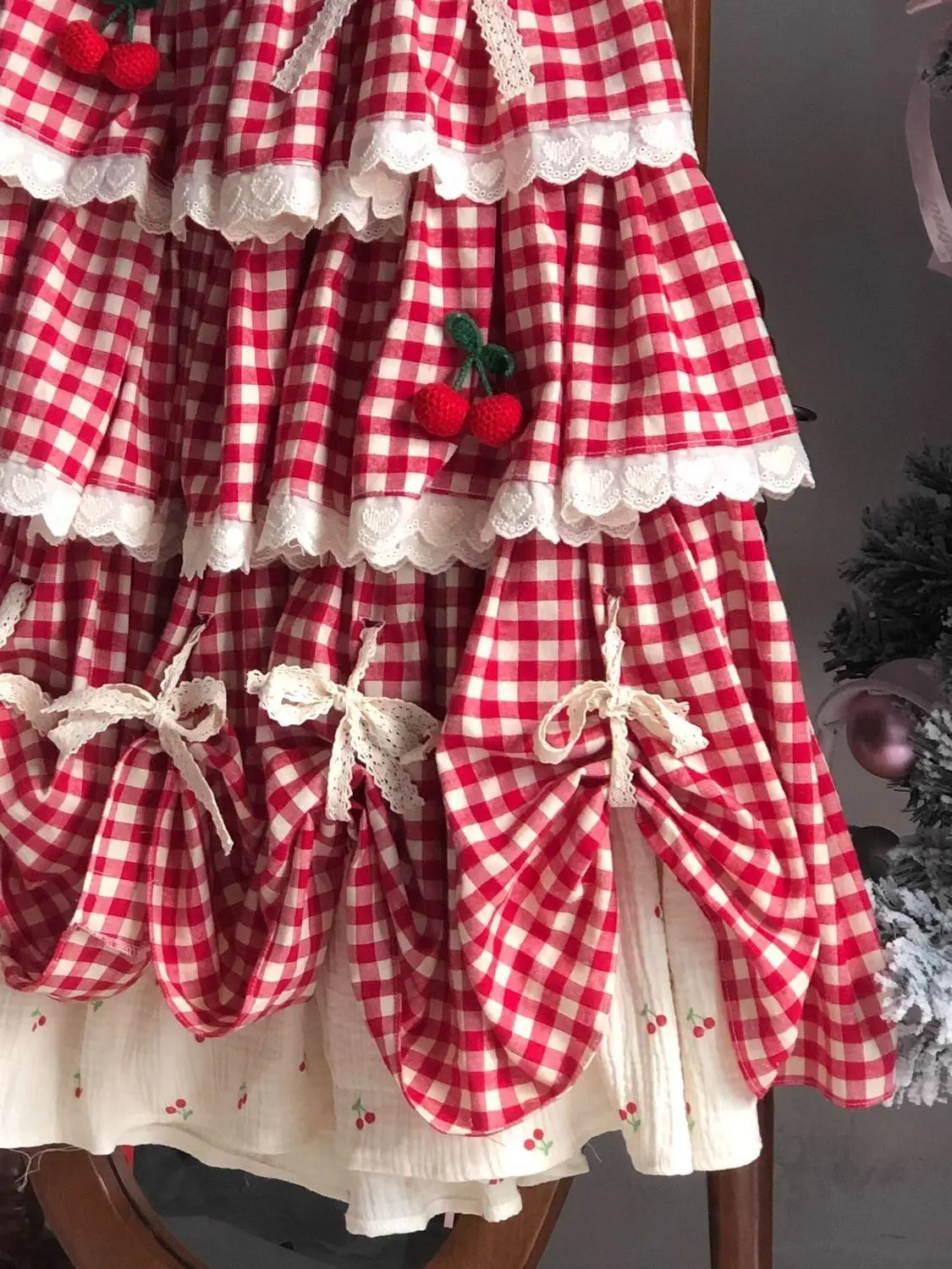 2025 Women Harajuku Plaid Patchwork Lace Skirts Summer Vintage Sweet Bow Fairy Streetwear Cake Jupe Y2k Aesthetic Grunge Faldas