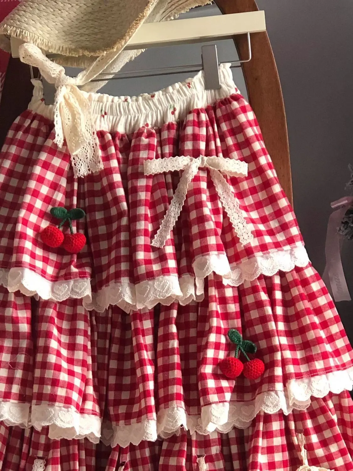 2025 Women Harajuku Plaid Patchwork Lace Skirts Summer Vintage Sweet Bow Fairy Streetwear Cake Jupe Y2k Aesthetic Grunge Faldas
