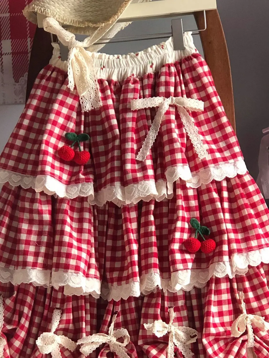 2025 Women Harajuku Plaid Patchwork Lace Skirts Summer Vintage Sweet Bow Fairy Streetwear Cake Jupe Y2k Aesthetic Grunge Faldas