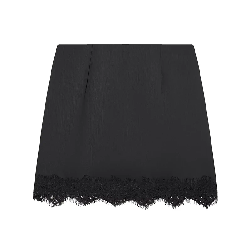 Women Mini Lace Skirt Sexy A-line Pleated High Waist Skirt for Women Spring Summer New Lace Short Skirt