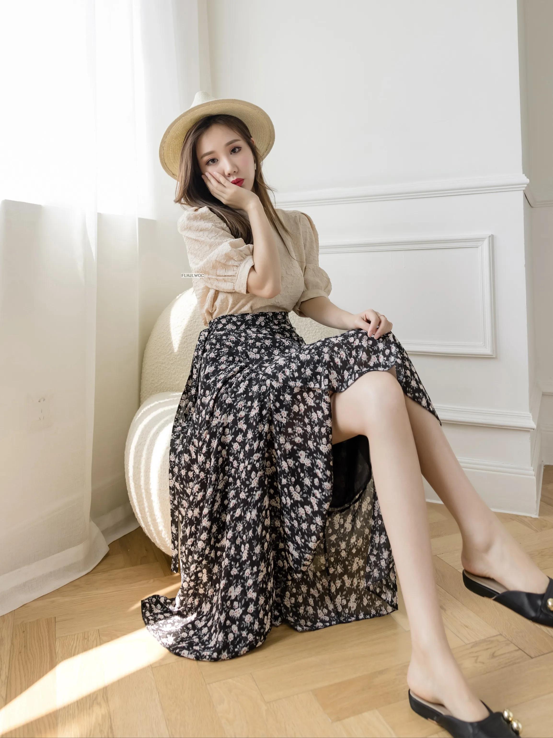 2025 Chic Korea Clothes Summer Women Cute Sweet GIrl Floral Robe Holiday Date High Waist Retro Vintage One-Piece Lace-Up Skirts