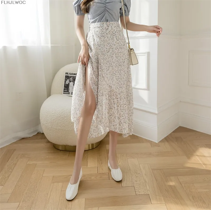 2025 Chic Korea Clothes Summer Women Cute Sweet GIrl Floral Robe Holiday Date High Waist Retro Vintage One-Piece Lace-Up Skirts