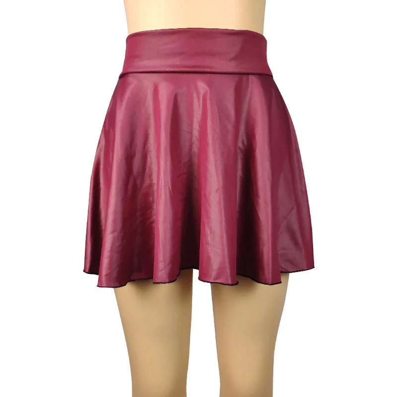 High Waist Faux Leather Textured Half Skirt For Women Versatile And Basic A-Line Skirt Umbrella Skirt Sexy And Slim Mini Skirt