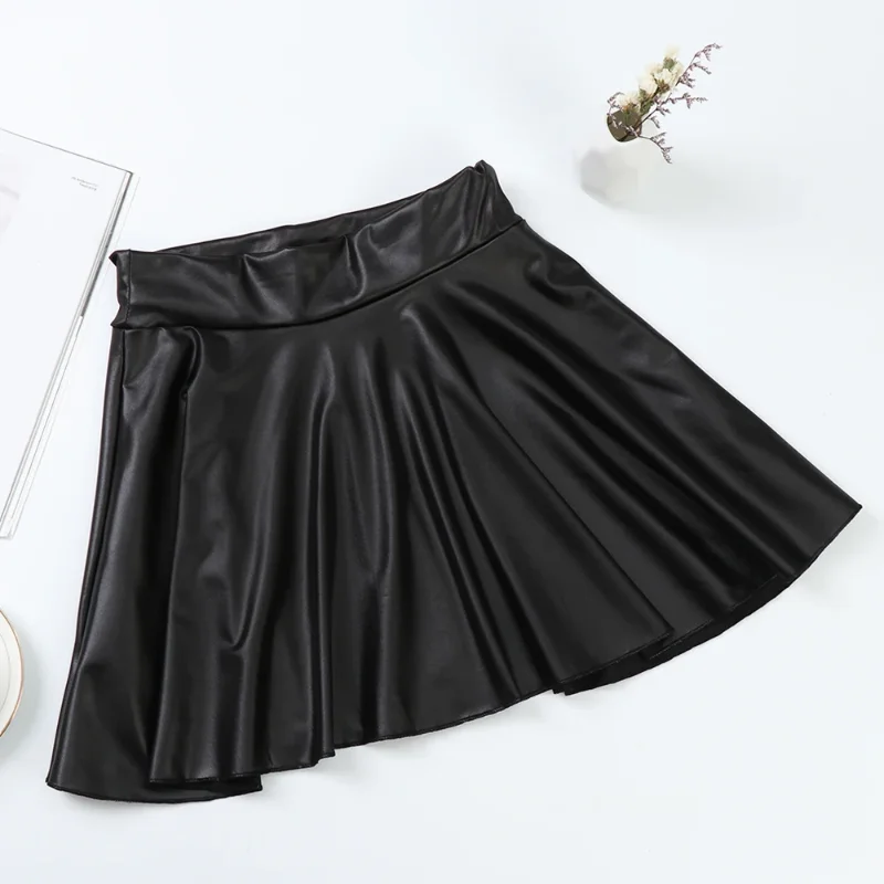 High Waist Faux Leather Textured Half Skirt For Women Versatile And Basic A-Line Skirt Umbrella Skirt Sexy And Slim Mini Skirt