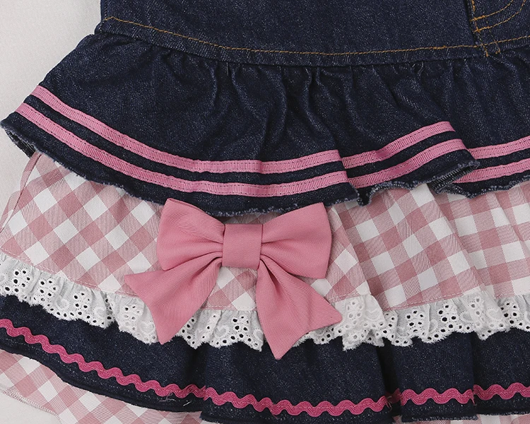 2025 Sweet Lolita Mini Denim Skirts Women Gothic Lace Plaid Hearts Ruffles Jk Skirt Japanese Girls Sexy Y2k Punk Tiered Skirt