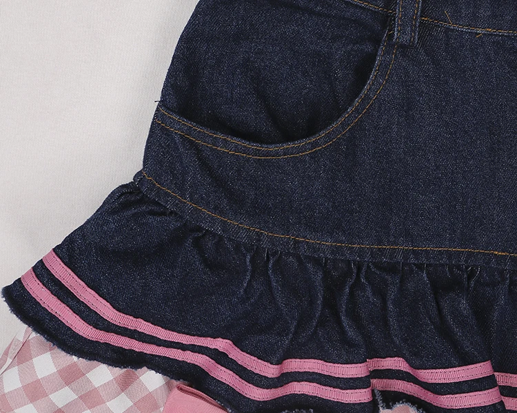 2025 Sweet Lolita Mini Denim Skirts Women Gothic Lace Plaid Hearts Ruffles Jk Skirt Japanese Girls Sexy Y2k Punk Tiered Skirt