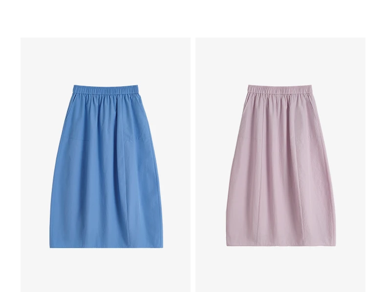 TOYOUTH Women Skirt 2026 Summer New High Waist Hip Covering Slimming Dopamine Wrinkled Cocoon Shape Casual Skirts