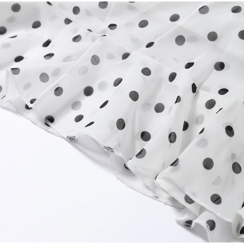 Polka Dot Women ‘s Skirt Elegant High Waist Ruched Ruffle Hem Mermaid Long Skirt Female 2026 Summer Casual Party Streetwears