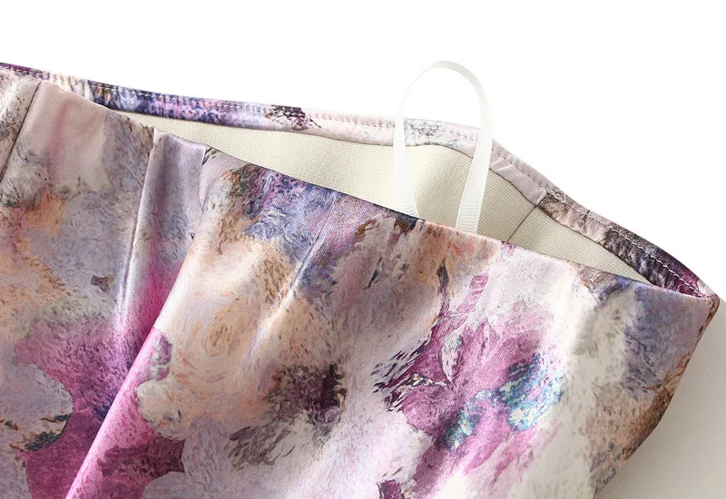 Women Luxury Pastel Floral Satin Long Skirts 2026 Spring Summer High Waist Elegant Chic Faldas