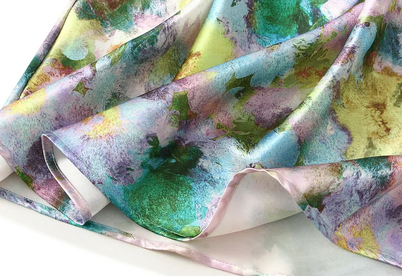 Women Luxury Pastel Floral Satin Long Skirts 2026 Spring Summer High Waist Elegant Chic Faldas